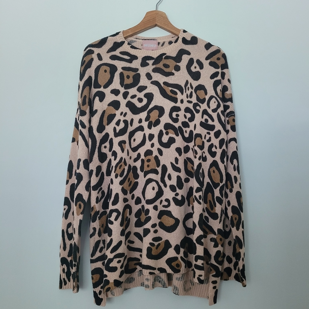 Show Me Your Mumu Bonfire sweater Pink Animul Knit Sweater Size Small
